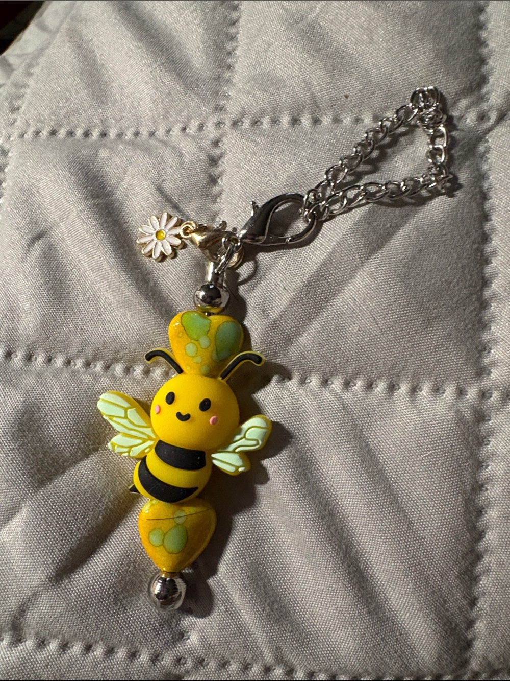 Cute Yellow Bee Keychain Charm or purse charm or cup charm.